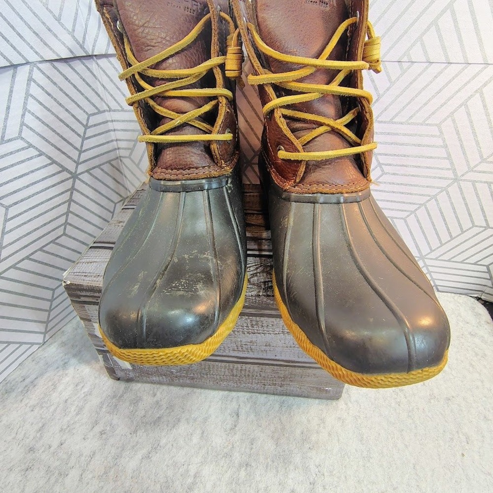 Sperry Top-Sider Avenue Duck Boots Brown Black Leather Waterproof Women's 8 &1/2